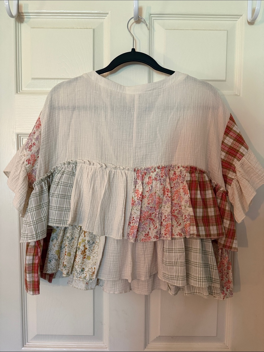 Mello Boho-Style Patchwork Ruffle Tunic Top - Picture 3 of 3